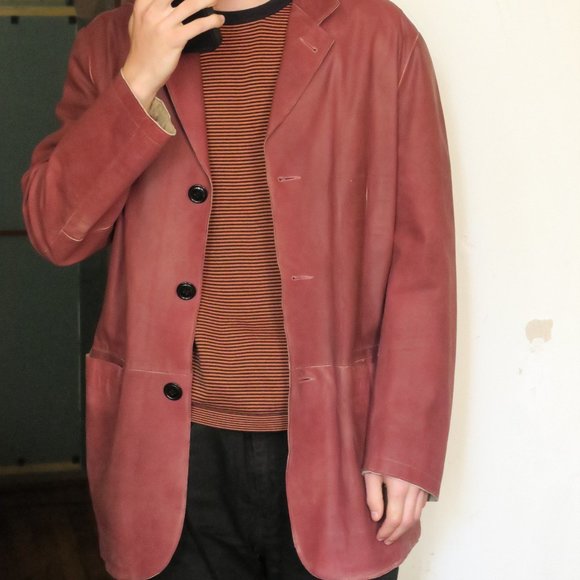 Vera Pelle Wine Leather Blazer (Made in Italy) European Size 50/US Large - Picture 1 of 8